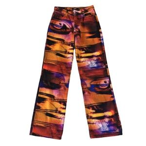 Jaded London Abstract Eye Print Boyfriend Slouchy Fit Jeans 28